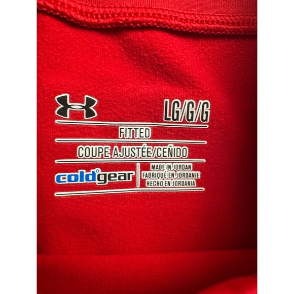 Under Armour ColdGear Mens Large Red Mock Neck Fitted Base Layer Shirt L - Picture 3 of 12